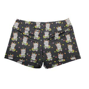 IAB‎ Mfg women's 3 in unicorn cat kitten athletic gym performance workout shorts